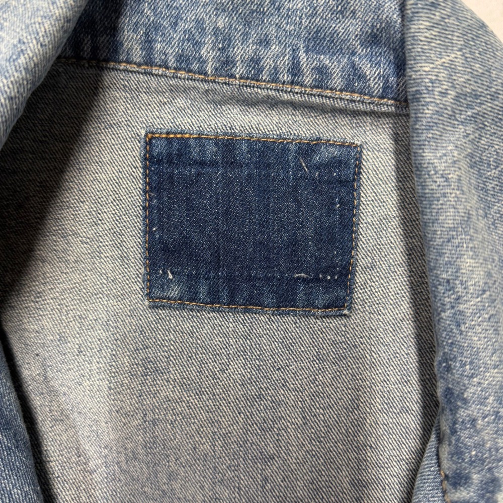 Denim Moto Jacket Womens Light Wash Asymmetrical Zip Distressed Blue Medium - Picture 3 of 6